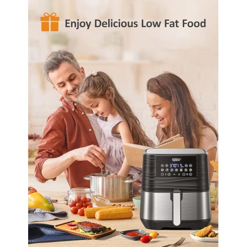  [아마존베스트]Innsky Air Fryer XL, 5.8 QT, 1700W Electric Stainless Steel Hot Air Fryers Oven for Roasting/Baking/Grilling, LED Touch Digital Screen with 7 Cooking Presets, Preheat& Keep Warm, A