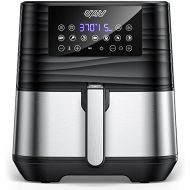 [아마존베스트]Innsky hot air fryer 5.5 litre XXL stainless steel with digital LED display, 7 programmes, 1700 W hot air fryer with 32 recipe book, without L deep fryer hot air fryer (latest vers