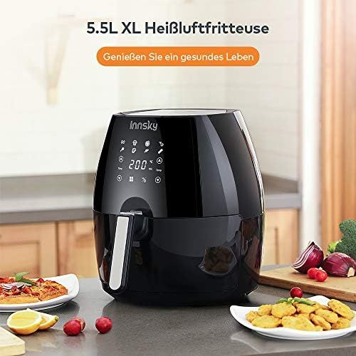  [아마존베스트]Innsky 5.5L XXL Hot Air Fryer with Touch Display, 8-in-1 Multifunction, 1700 W, No Oil Needed, Included Recipe Book