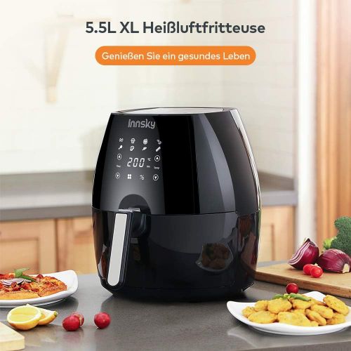  [아마존베스트]Innsky 5.5L XXL Hot Air Fryer with Touch Display, 8-in-1 Multifunction, 1700 W, No Oil Needed, Included Recipe Book