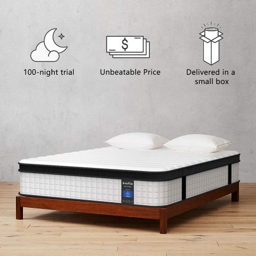  [아마존 핫딜] [아마존핫딜]Inofia Twin Mattress, 12 Inch Hybrid Innerspring Single Mattress in a Box, Cool Bed with Breathable Soft Knitted Fabric Cover, CertiPUR-US Certified, 100 Risk-Free Nights Trial