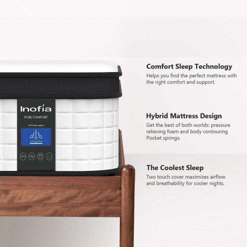  [아마존 핫딜] [아마존핫딜]Inofia Twin Mattress, 12 Inch Hybrid Innerspring Single Mattress in a Box, Cool Bed with Breathable Soft Knitted Fabric Cover, CertiPUR-US Certified, 100 Risk-Free Nights Trial