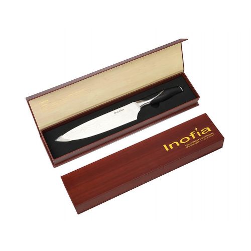  Premium Chef Knife, Inofia 8 inch Professional Japanese Damascus Texture Chefs Knife Ultra Sharp and Durable Manual Knives Top Kitchen Knife for Home and Restaurant with Gift Box