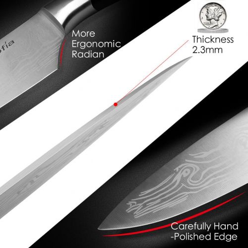  Premium Chef Knife, Inofia 8 inch Professional Japanese Damascus Texture Chefs Knife Ultra Sharp and Durable Manual Knives Top Kitchen Knife for Home and Restaurant with Gift Box