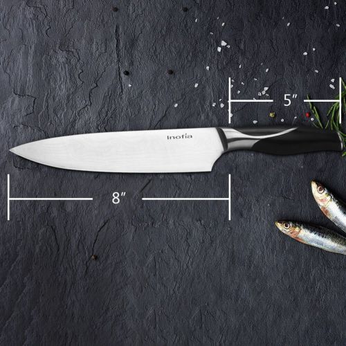  Premium Chef Knife, Inofia 8 inch Professional Japanese Damascus Texture Chefs Knife Ultra Sharp and Durable Manual Knives Top Kitchen Knife for Home and Restaurant with Gift Box