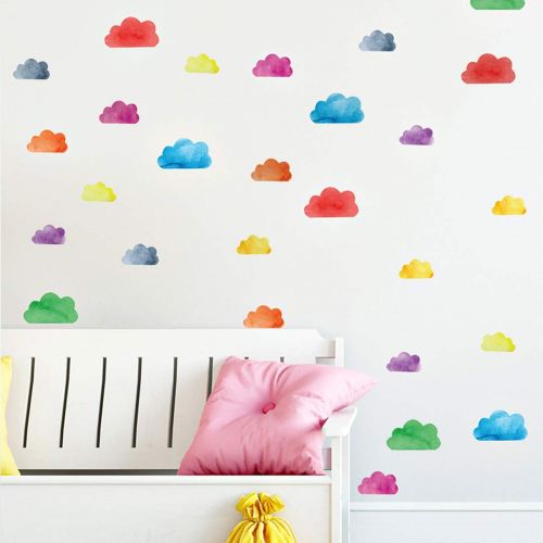  Inones DIY Colorful Dots Wall Stickers Watercolor Rainbow Colors Round Wall Decal for Living Room Bedroom Nursery Decorations