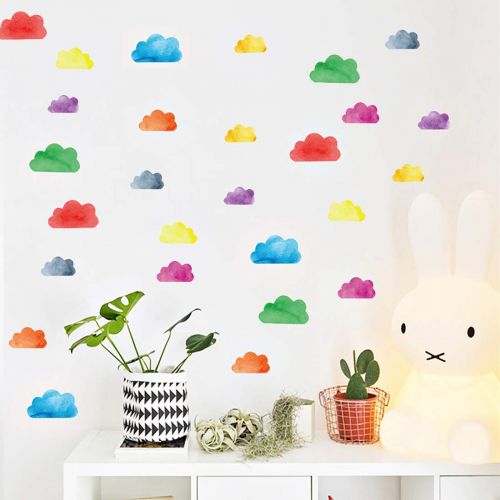  Inones DIY Colorful Dots Wall Stickers Watercolor Rainbow Colors Round Wall Decal for Living Room Bedroom Nursery Decorations