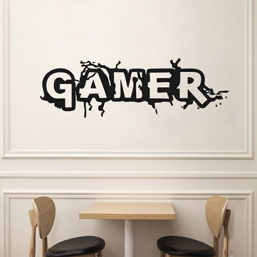  Inones Gamer Word Wall Decal Stickers Removable DIY Vinyl Game Wall Sticker for Boys Game Room Bedroom Nursery Home Decoration Wallpaper (22 x 7)