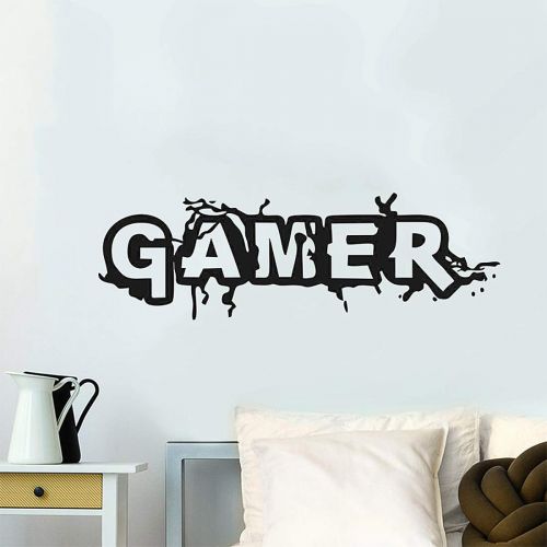  Inones Gamer Word Wall Decal Stickers Removable DIY Vinyl Game Wall Sticker for Boys Game Room Bedroom Nursery Home Decoration Wallpaper (22 x 7)