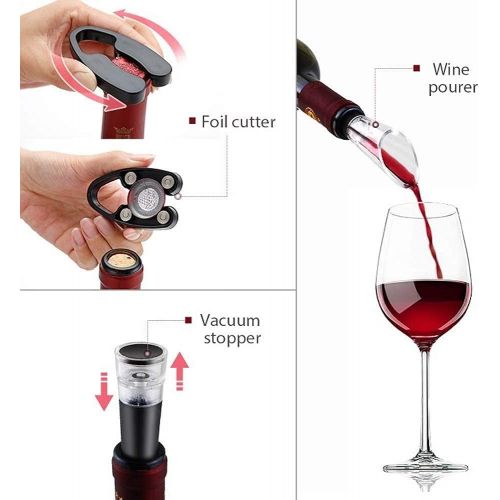  Inovare Designs Gift for Wine Lover, Unique Wine Pairing Guide, Rechargeable Electric Opener, Automatic Electronic Bottle Set, Tasting Kit Accessories, Stopper, Aerator Pourer, Vacuum Preserver, F