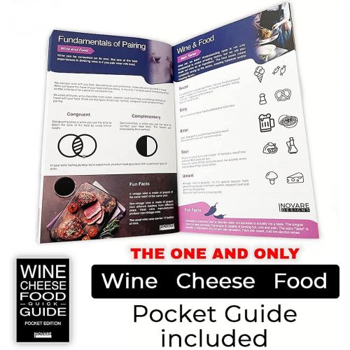  Inovare Designs Gift for Wine Lover, Unique Wine Pairing Guide, Rechargeable Electric Opener, Automatic Electronic Bottle Set, Tasting Kit Accessories, Stopper, Aerator Pourer, Vacuum Preserver, F