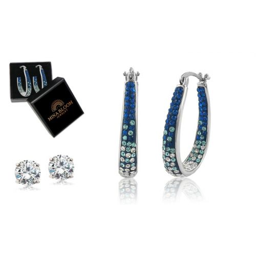  Inside Out Swarovski Crystal Hoops and 2.00 CTTW Studs by Mina Bloom