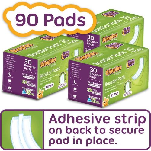  Inspire Dimples Booster Pads, Baby Diaper Doubler with Adhesive - Boosts Diaper Absorbency - No More leaks 90 Count (with Adhesive for Secure Fit)