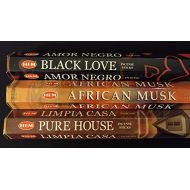 인센스스틱 Inspire Dream Play Black Love African Musk Pure House 60 Hem Incense Stick 3 Scent Sampler Gift Set