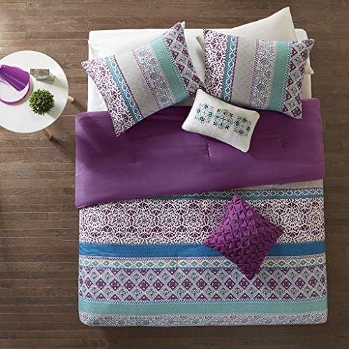  [아마존베스트]Intelligent Design Joni Comforter Set Twin/Twin XL Size - Purple, Blue, Bohemian Pattern  4 Piece Bed Sets  Ultra Soft Microfiber Teen Bedding for Girls Bedroom