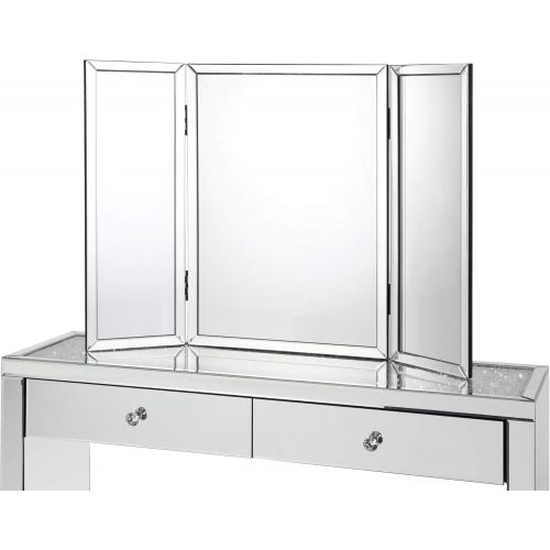  Inspired Home Tabletop Vanity Mirror - Design: Tanith | Tri-fold | Mirrored Frame | Free Standing or Wall Mounted | 28 x 39