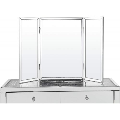  Inspired Home Tabletop Vanity Mirror - Design: Tanith | Tri-fold | Mirrored Frame | Free Standing or Wall Mounted | 28 x 39