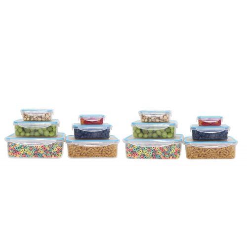  Inspired Living /Vanderbilt Home Click-n-Lock Airtight Food Storage Containers - Rectangular 24 Piece Set in Blue : Inspired Living by Mesa