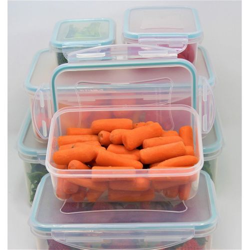  Inspired Living /Vanderbilt Home Click-n-Lock Airtight Food Storage Containers - Rectangular 24 Piece Set in Blue : Inspired Living by Mesa