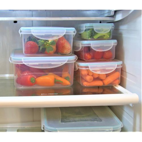  Inspired Living /Vanderbilt Home Click-n-Lock Airtight Food Storage Containers - Rectangular 24 Piece Set in Blue : Inspired Living by Mesa