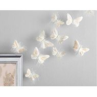 Inspired by Jewel Butterfly Wall Decorations Premium Quality Real Feather 3D Wall Decals Girls Bedroom | Stunning Gold Glitter Decor Stickers All Rooms & Nursery Sets | 10 Adhesive
