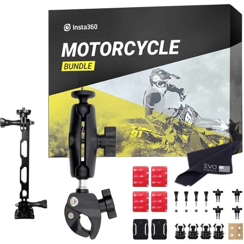  Insta360 Motorcycle Bundle - Complete Mounting Kit for Insta360 ONE R 360 Cameras Compatible with Insta360 ONE X, EVO and All GoPro Cameras