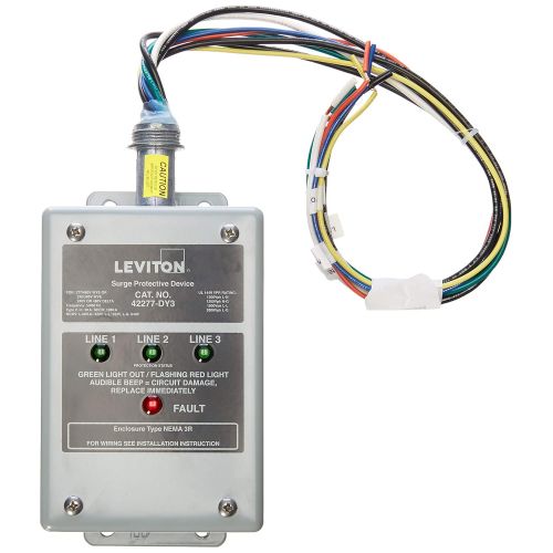  Leviton 42277-DY3 277480 Volt, 220380 Volt 3-Phase Wye, 240V 480V, Delta Panel Protector, 4-Mode Protection, NEMA 3R Enclosure