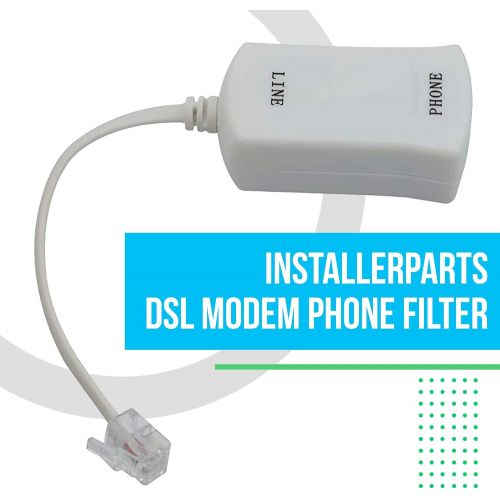  InstallerParts DSL Modem Phone Filter - for Interference Elimination and Static Noise Blocker for Answering Machine, Fax Machine, Telephones Landline Cordless Single Pack, White DS