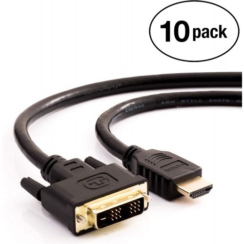  InstallerParts (20 Pack) 30ft High-Speed HDMI to DVI-D Adapter Cable - Bi-Directional and Gold Plated - Supports 2K, 1080p for HDTV, DVD, Mac, PC, Projectors, Cable Boxes and More!