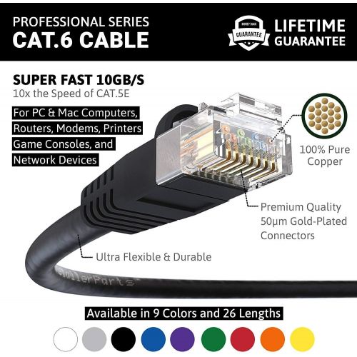  InstallerParts (5 Pack) Ethernet Cable CAT6 Cable UTP Booted 40 FT - White - Professional Series - 10GigabitSec NetworkHigh Speed Internet Cable, 550MHZ