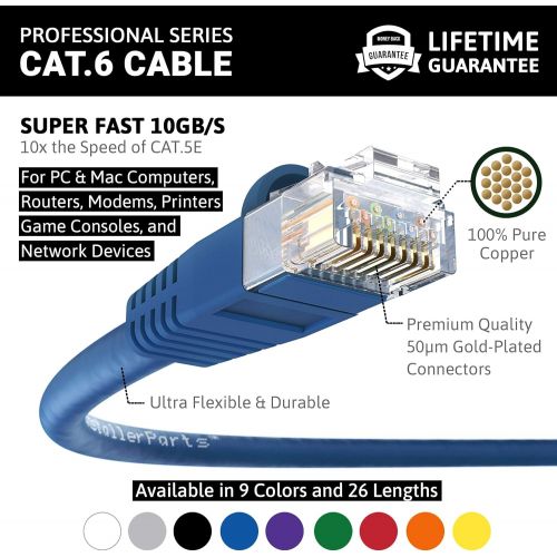  InstallerParts (200 Pack) Ethernet Cable CAT6 Cable UTP Booted 7 FT - Purple - Professional Series - 10GigabitSec NetworkHigh Speed Internet Cable, 550MHZ