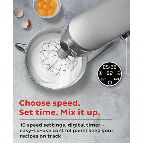  Instant Pot Stand Mixer Pro,600W 10-Speed Electric Mixer with Digital Interface,7.4-Qt Stainless Steel Bowl,From the Makers of Instant Pot,Dishwasher Safe Whisk,Dough Hook and Mixing Paddle,Silver