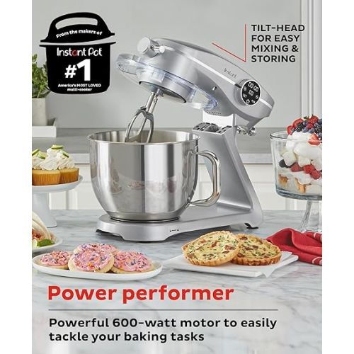  Instant Pot Stand Mixer Pro,600W 10-Speed Electric Mixer with Digital Interface,7.4-Qt Stainless Steel Bowl,From the Makers of Instant Pot,Dishwasher Safe Whisk,Dough Hook and Mixing Paddle,Silver