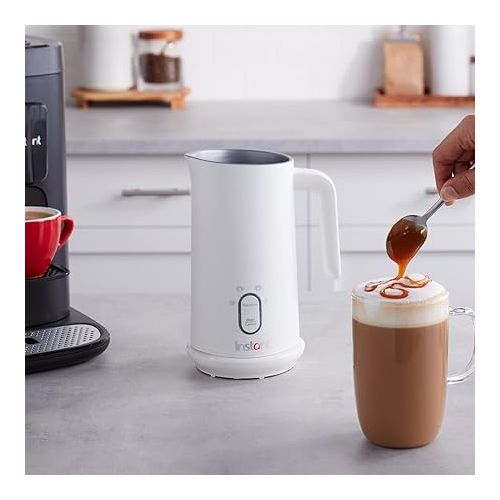  Instant Pot Instant Milk Frother, 4-in-1 Electric Milk Steamer, 10oz/295ml Automatic Hot and Cold Foam Maker and Milk Warmer for Latte, Cappuccinos, Macchiato, From the Makers of Instant 500W, White