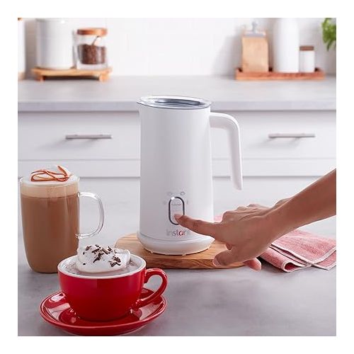  Instant Pot Instant Milk Frother, 4-in-1 Electric Milk Steamer, 10oz/295ml Automatic Hot and Cold Foam Maker and Milk Warmer for Latte, Cappuccinos, Macchiato, From the Makers of Instant 500W, White