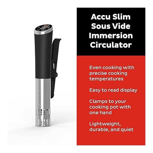  Instant Pot Accu Slim Sous Vide 800W Precision Cooker,Immersion Circulator,Ultra-Quiet Fast-Heating with Big Touchscreen Accurate Temperature and Time Control,Waterproof