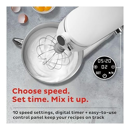  Instant Pot Instant Stand Mixer Pro,600W 10-Speed Electric Mixer with Digital Interface,7.4-Qt Stainless Steel Bowl,Dishwasher Safe Whisk,Dough Hook and Mixing Paddle,Pearl