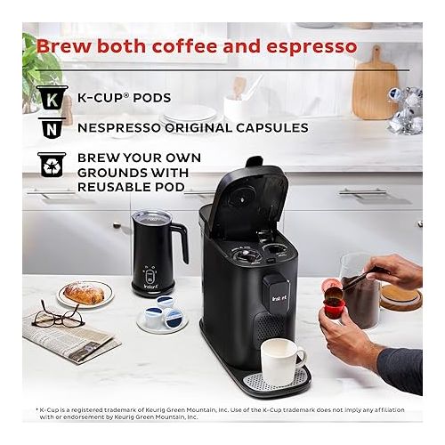  Instant Pot Pod, 3-in-1 Espresso, K-Cup Pod and Ground Coffee Maker, From the Makers of Instant Pot with Reusable Coffee Pod for Ground Coffee, 2 to 12oz. Brew Sizes, 68oz Reservoir