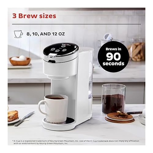  Instant Pot K-Cup Pod Compatible Single Serve Coffee Maker with Reusable Pod and Bold Setting, 8-12oz, 40oz Reservoir, White