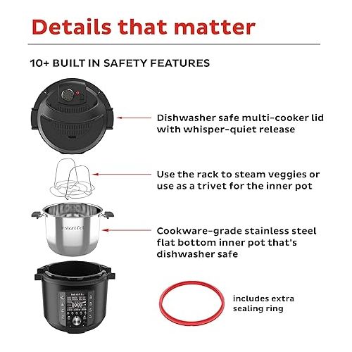  Instant Pot Pro (8 QT) 10-in-1 Pressure Cooker, Slow Cooker, Rice/Grain Cooker, Steamer, Saute, Sous Vide, Yogurt Maker, Sterilizer, and Warmer, Includes App With Over 800 Recipes, Black