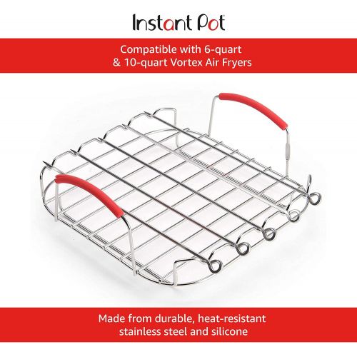  Instant Pot Instant Vortex Official Grill and Lifting Rack with Skewers, 6-Piece, Stainless Steel