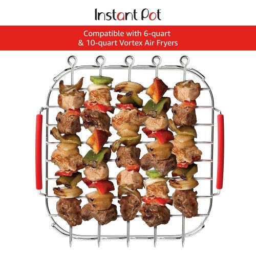  Instant Pot Instant Vortex Official Grill and Lifting Rack with Skewers, 6-Piece, Stainless Steel