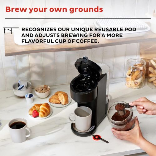  Instant Pot Solo 2-in-1 Singe Serve Coffee Maker for Ground Coffee, K-Cup Pod Compatible Coffee Brewer, Includes Reusable Coffee Pod, 8 to 12oz. Brew Sizes, 40oz. Water Reservoir,