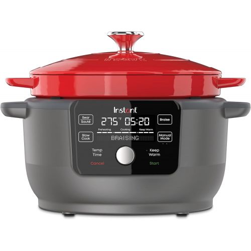  Instant Pot Instant Electric Precision Dutch Oven, 5-in-1: Braise, Slow Cook, Sear/Saute, Cooking Pan, Food Warmer, Enamel Coated, Cast Iron, 6-Quart, 1500W, Red