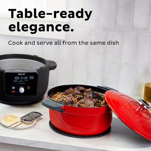  Instant Pot Instant Electric Precision Dutch Oven, 5-in-1: Braise, Slow Cook, Sear/Saute, Cooking Pan, Food Warmer, Enamel Coated, Cast Iron, 6-Quart, 1500W, Red