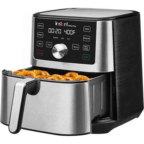  Instant Pot Instant Vortex Plus 6-in-1 6QT Large Air Fryer Oven Combo (Free App With 90 Recipes), Customizable Smart Cooking Programs, Nonstick and Dishwasher-Safe Basket, Stainless Steel