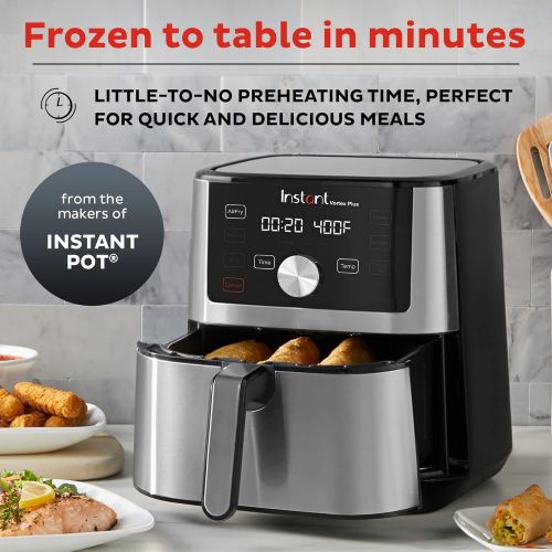  Instant Pot Instant Vortex Plus 6-in-1 6QT Large Air Fryer Oven Combo (Free App With 90 Recipes), Customizable Smart Cooking Programs, Nonstick and Dishwasher-Safe Basket, Stainless Steel