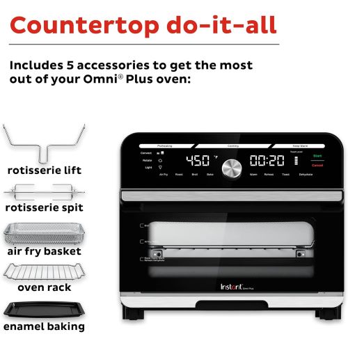  Instant Pot Omni Plus 18L Air Fryer Toaster Oven 10-in-1 Combo, Rotisserie Oven, Deep Fryer, Oil-less Mini Cooker, Convection Oven, Dehydrator, Roaster, Warmer, Reheater, Pizza Ove