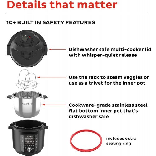  Instant Pot Pro 10-in-1 Pressure Cooker, Slow Cooker, Rice/Grain Cooker, Steamer, Saute, Sous Vide, Yogurt Maker, Sterilizer, and Warmer, 6 Quart