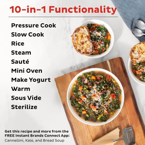  Instant Pot Pro 10-in-1 Pressure Cooker, Slow Cooker, Rice/Grain Cooker, Steamer, Saute, Sous Vide, Yogurt Maker, Sterilizer, and Warmer, 6 Quart